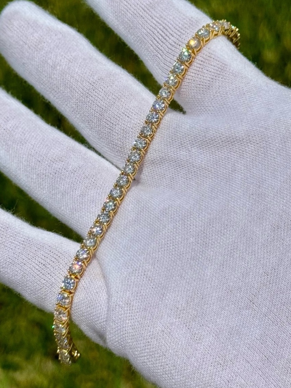 18K Gold Plated, 11.7CTW Moissanite Tennis Bracelet - 7.5”